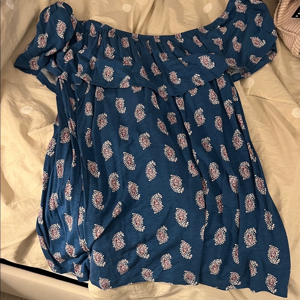 Old Navy Blue Floral Off-Shoulder Blouse